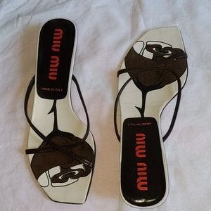 Miu Miu Brown Leather Criss Cross Open-toed Sandal